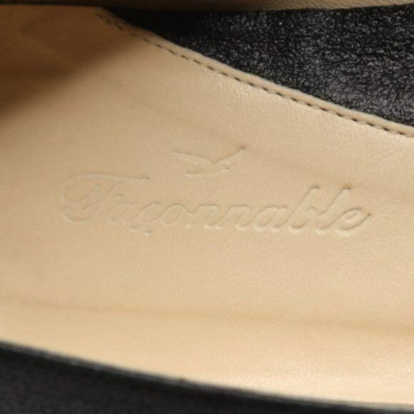 Faconnable Women's Size 7.5 Black Leather Slip On Almond Toe Flats - Picture 10 of 10